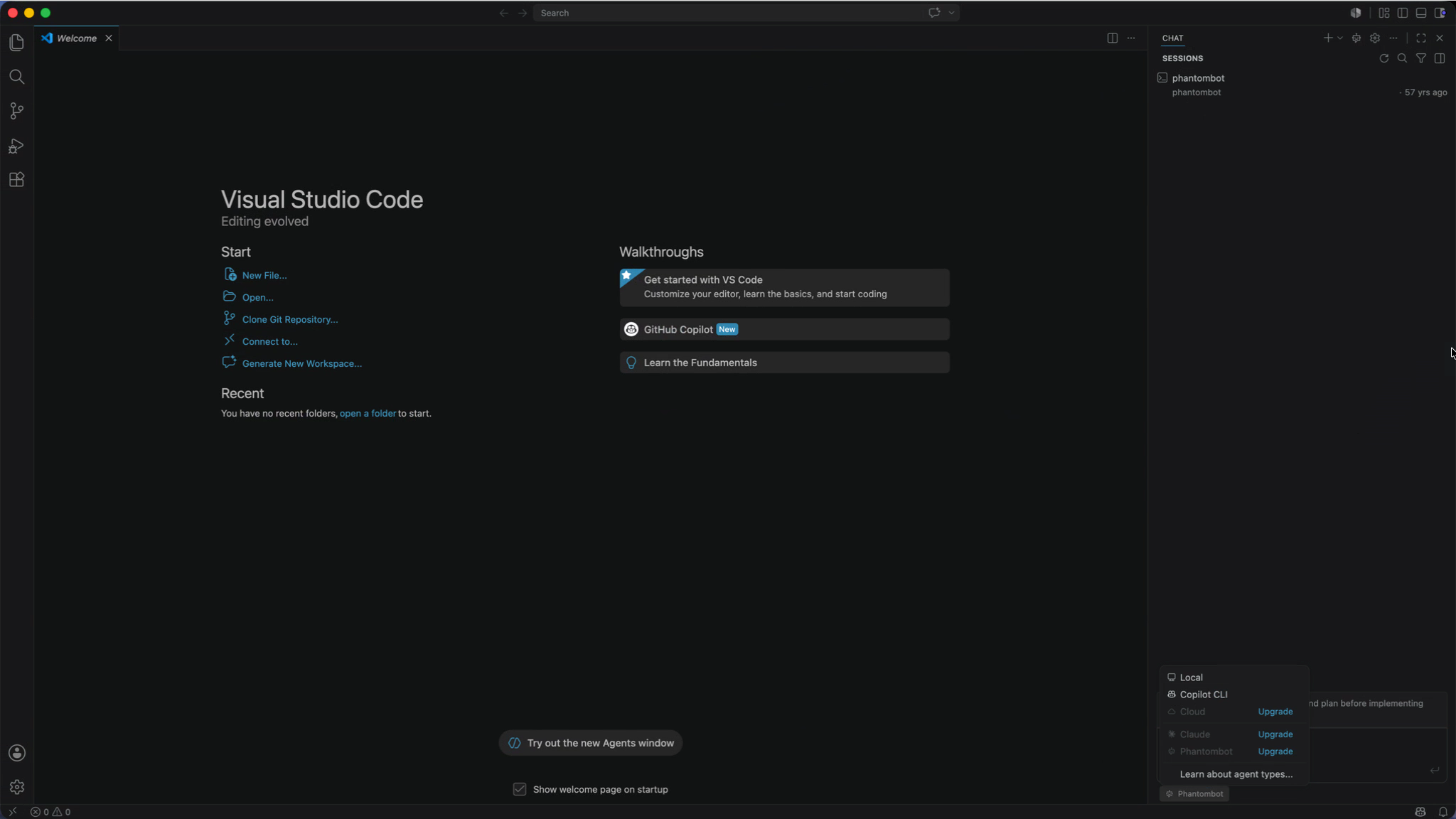 Phantombot extension running in VS Code on macOS